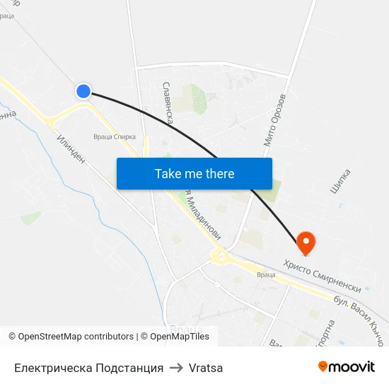 Електрическа Подстанция to Vratsa map