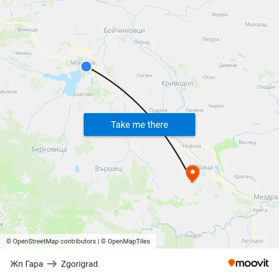 Railway Station to Zgorigrad map
