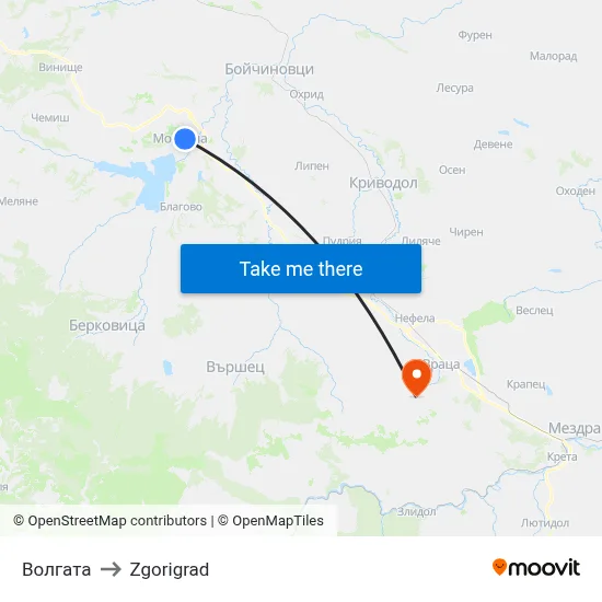 Volgata to Zgorigrad map