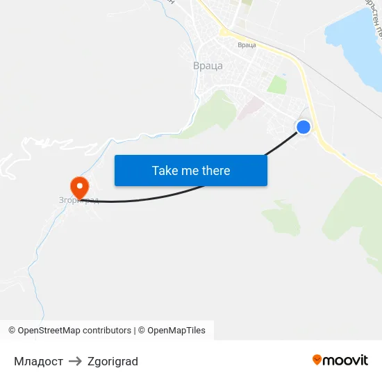 Младост to Zgorigrad map