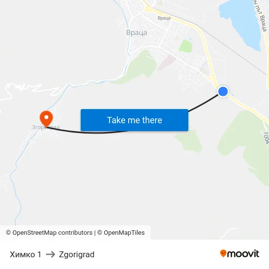 Химко 1 to Zgorigrad map