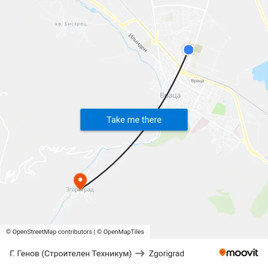 Г. Генов (Строителен Техникум) to Zgorigrad map