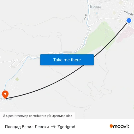 Площад Васил Левски to Zgorigrad map