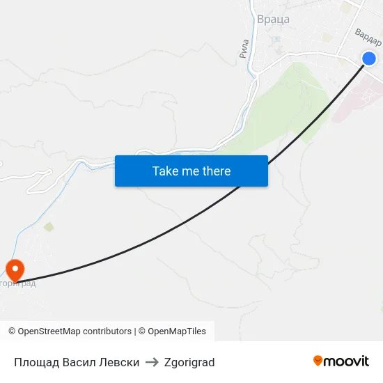 Площад Васил Левски to Zgorigrad map