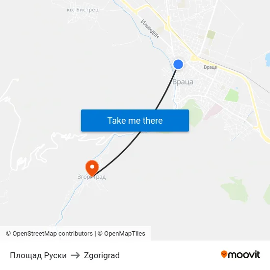 Площад Руски to Zgorigrad map