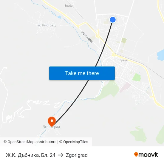 Ж.К. Дъбника, Бл. 24 to Zgorigrad map