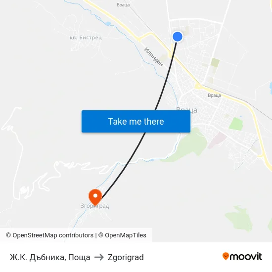 Ж.К. Дъбника, Поща to Zgorigrad map