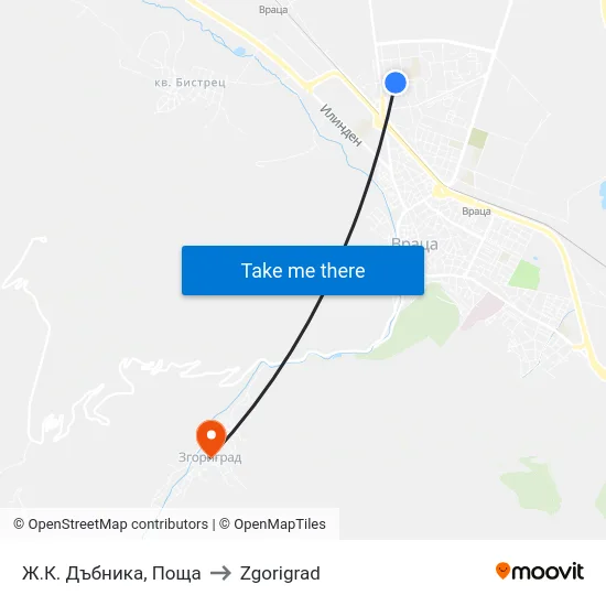 Ж.К. Дъбника, Поща to Zgorigrad map