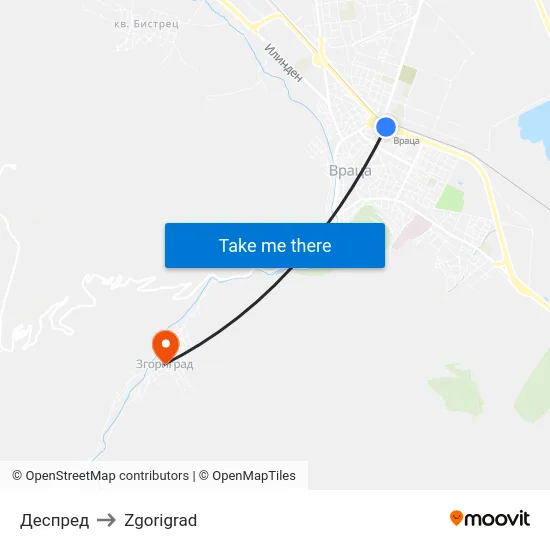 Деспред to Zgorigrad map