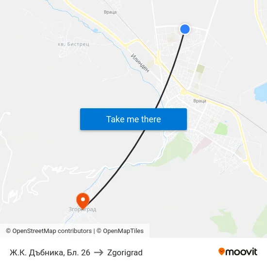 Ж.К. Дъбника, Бл. 26 to Zgorigrad map