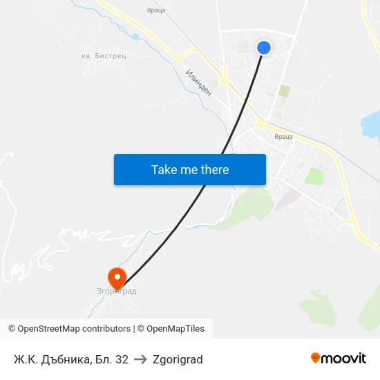 Ж.К. Дъбника, Бл. 32 to Zgorigrad map