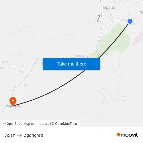Ахат to Zgorigrad map