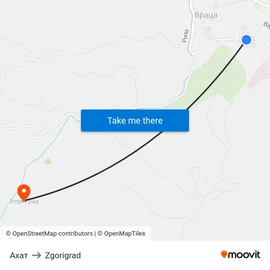 Ахат to Zgorigrad map