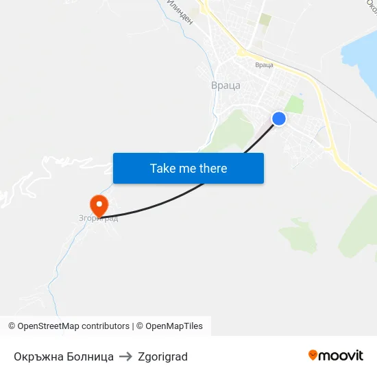 Окръжна Болница to Zgorigrad map