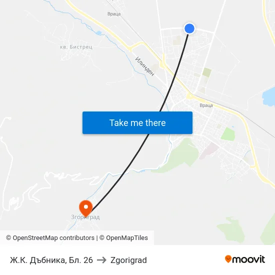 Ж.К. Дъбника, Бл. 26 to Zgorigrad map