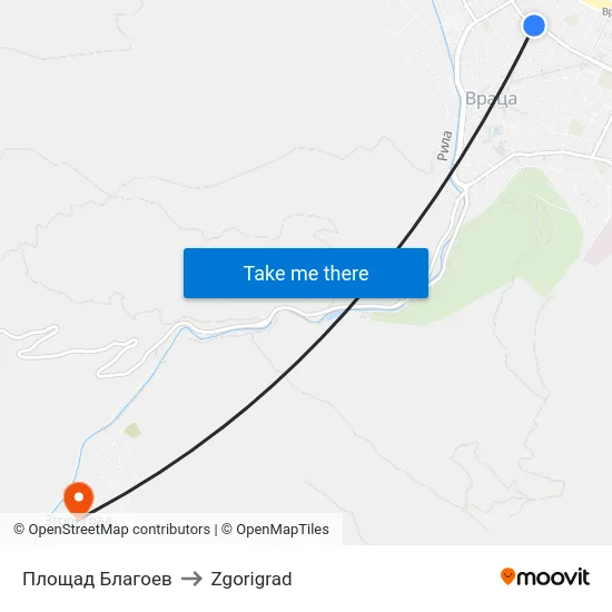 Площад Благоев to Zgorigrad map