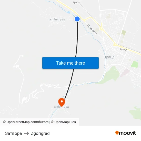 Затвора to Zgorigrad map
