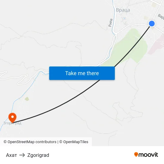 Ахат to Zgorigrad map