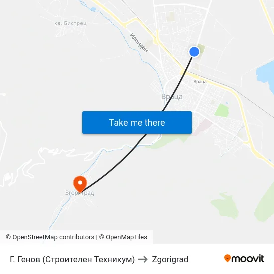 Г. Генов (Строителен Техникум) to Zgorigrad map
