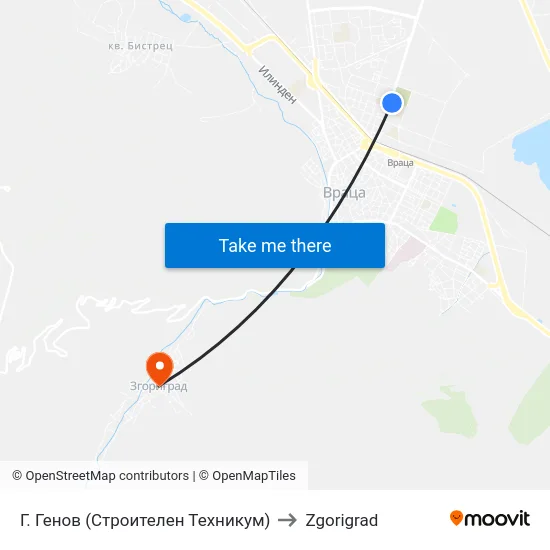 Г. Генов (Строителен Техникум) to Zgorigrad map