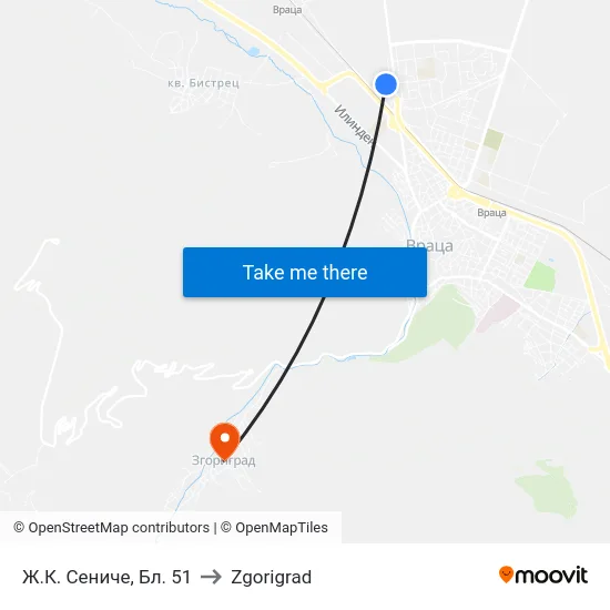 Ж.К. Сениче, Бл. 51 to Zgorigrad map