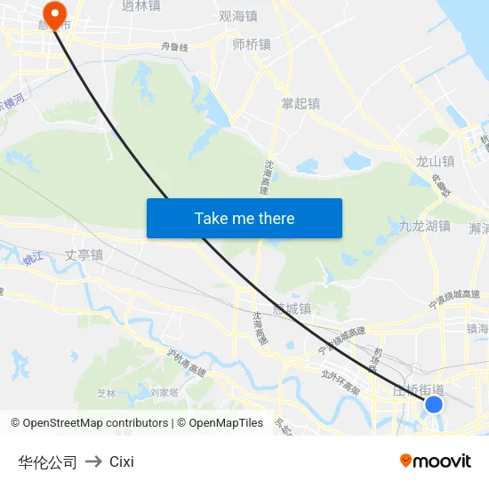 Hualun Company to Cixi map