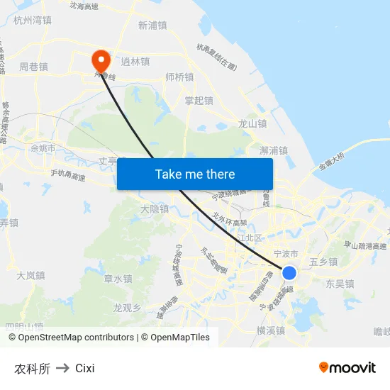 Agricultural Research Institute to Cixi map