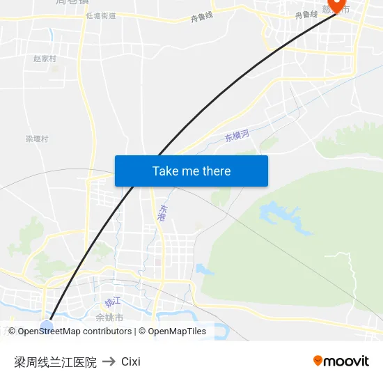 梁周线兰江医院 to Cixi map