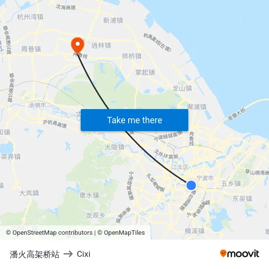潘火高架桥站 to Cixi map