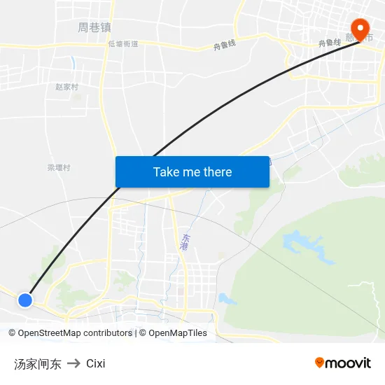 汤家闸东 to Cixi map