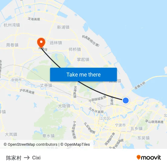 陈家村 to Cixi map