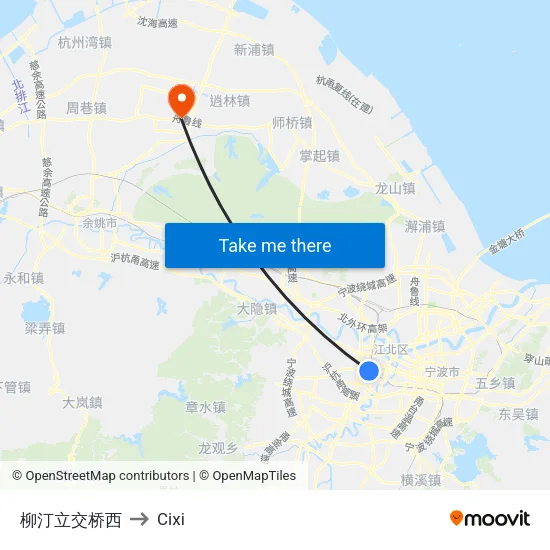 Liuting Overpass West to Cixi map