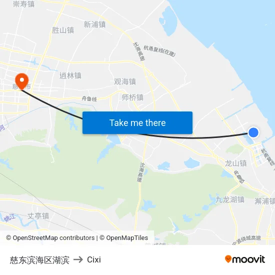 Cidong Coastal Lake Area to Cixi map