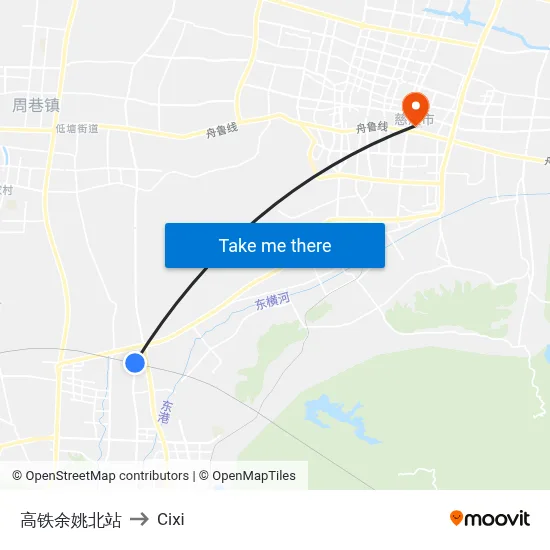 高铁余姚北站 to Cixi map