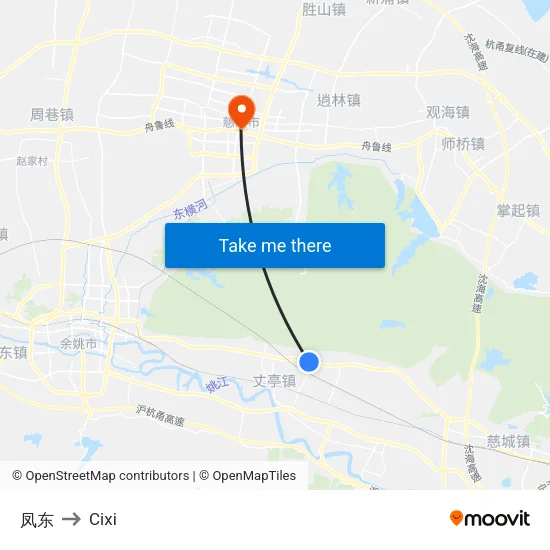 凤东 to Cixi map
