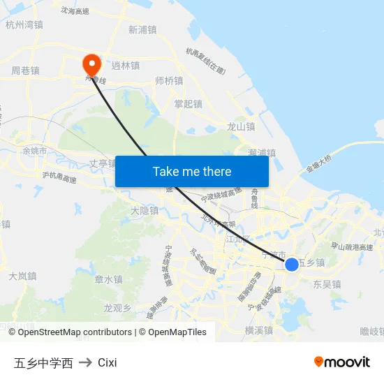 五乡中学西 to Cixi map