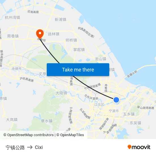 宁镇公路 to Cixi map