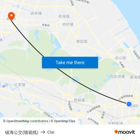 镇海公交(骆观线) to Cixi map