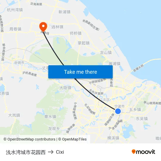 浅水湾城市花园西 to Cixi map