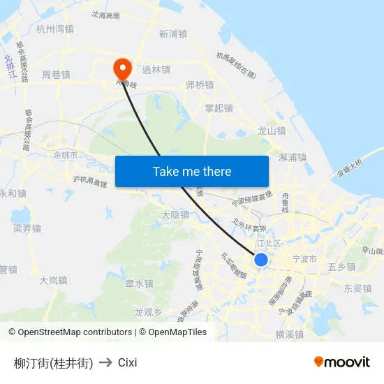 Liuting Street (Guijing Street) to Cixi map