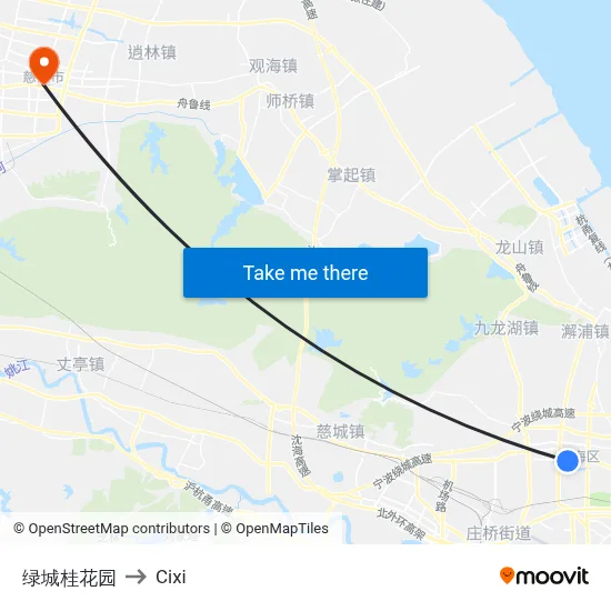绿城桂花园 to Cixi map