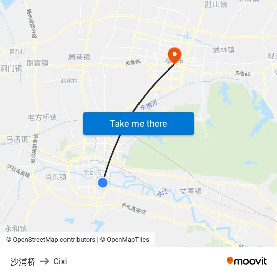 沙浦桥 to Cixi map