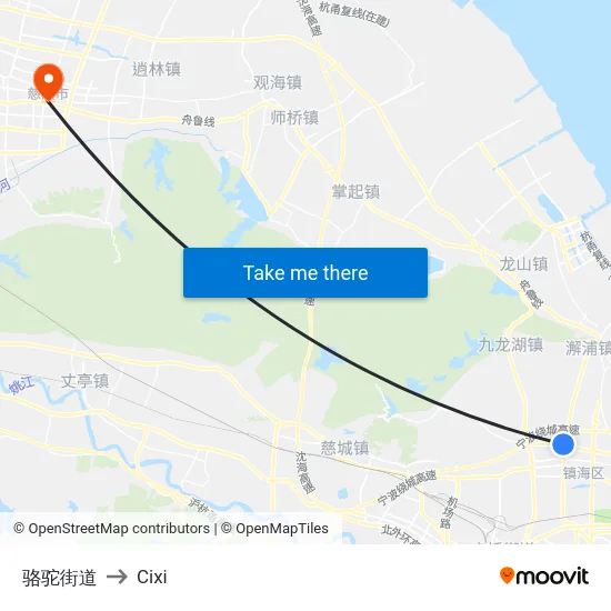 骆驼街道 to Cixi map