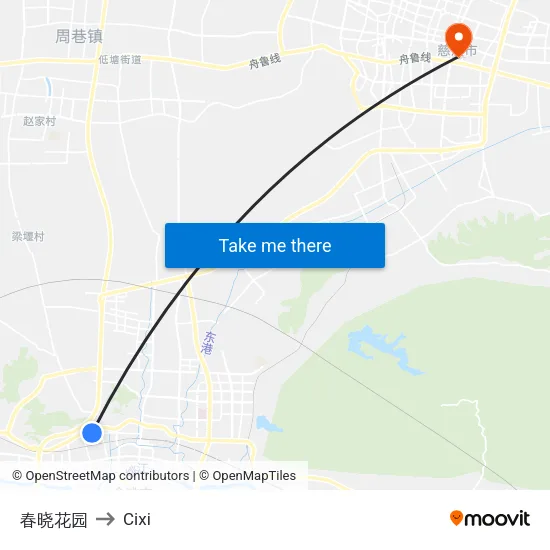 春晓花园 to Cixi map