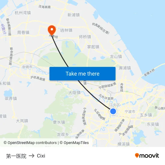 第一医院 to Cixi map