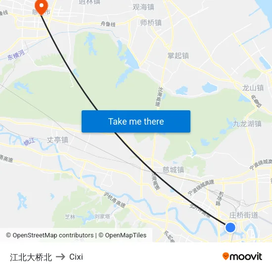 江北大桥北 to Cixi map