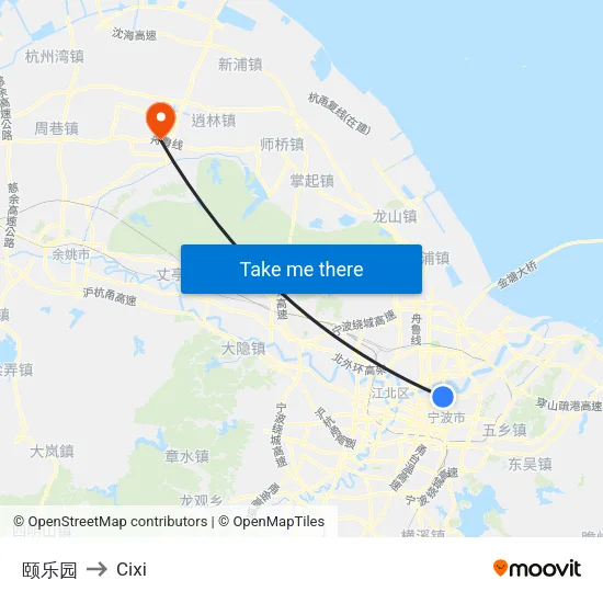 Yi Le Yuan to Cixi map