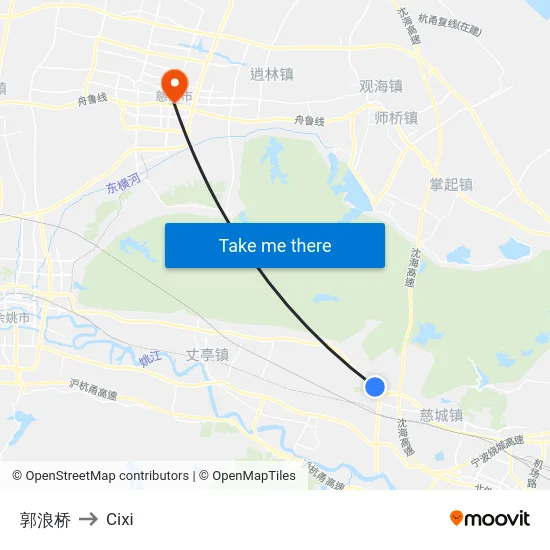 郭浪桥 to Cixi map