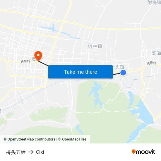 桥头五姓 to Cixi map