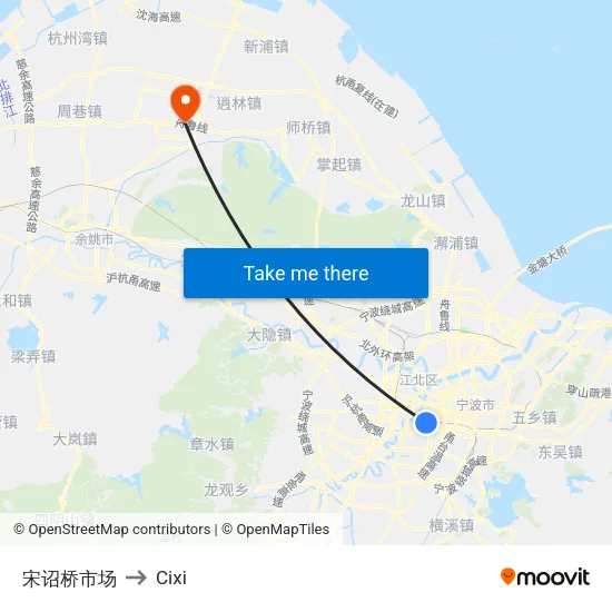 Song Zhao Bridge Market to Cixi map